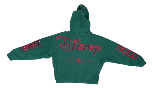 Walt Disney World Plaid Tartan Castle Zip Hoodie-Green Holiday