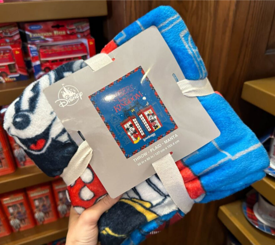 Disney Epcot United Kingdome UK Mickey Minnie Throw Blanket-Telephone Booth