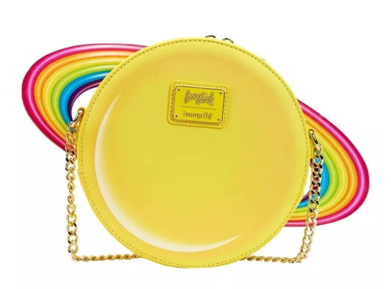 Lisa Frank Yellow Saturn Smiley Loungefly Crossbody Bag