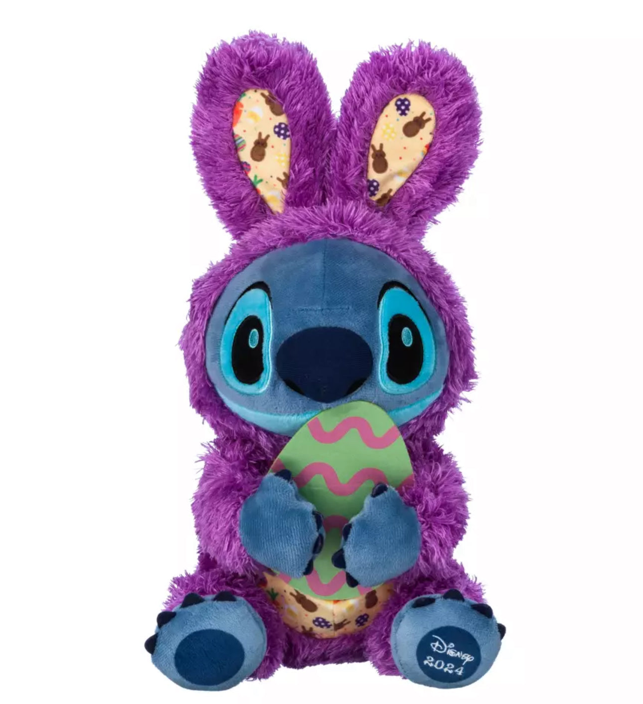 Disney 2024 Stitch Purple Easter Bunny Plush-13”