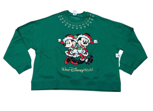 Walt Disney World Santa Mickey & Minnie Pullover-Green