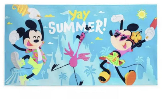 Disney Yay Summer Flamingo Mickey and Minnie Beach Towel