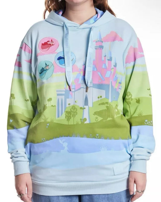 Disney Sleeping Beauty Castle Three Fairies Loungefly Hoodie