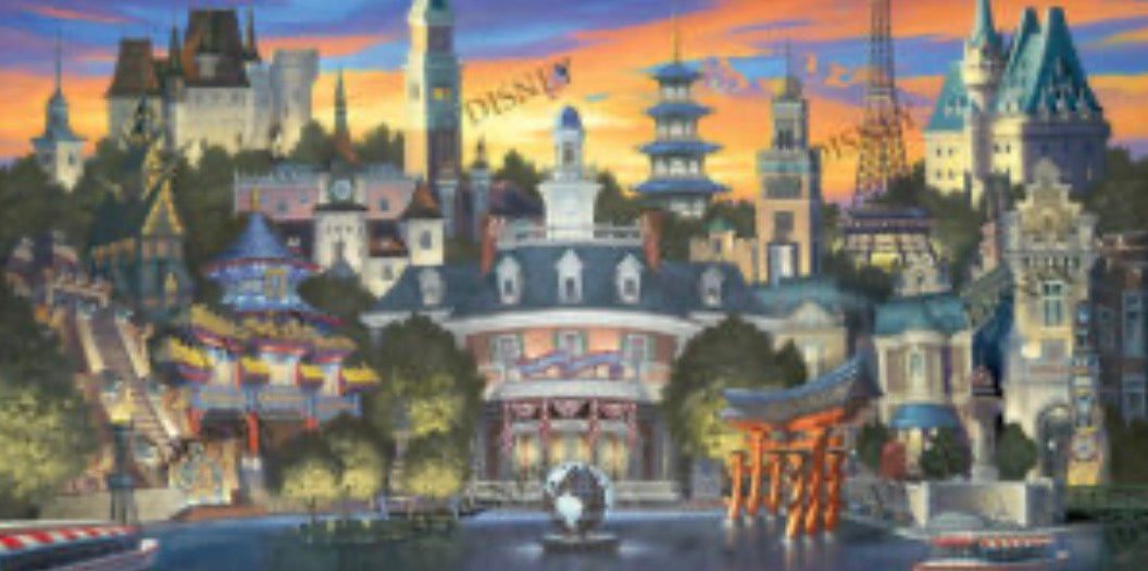 Disney Epcot Sunset Lagoon Greg McCullough Rolled Canvas Large LE 55/295