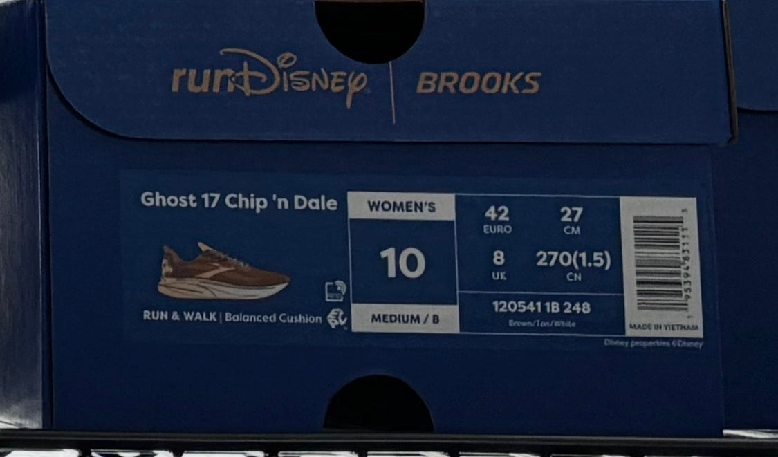 2026 RunDisney WDW Marathon Brooks Ghost 17 Chip n’ Dale Women’s Size 10