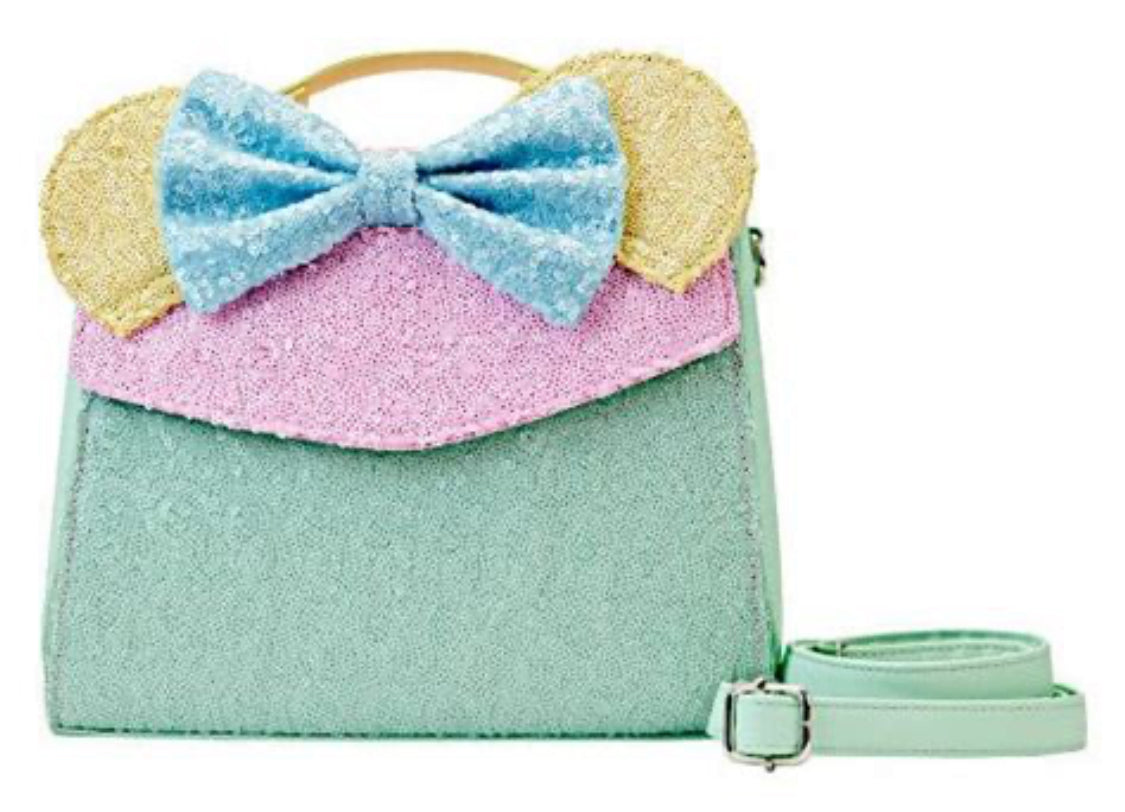 Disney Minnie Pastel Sequin Loungefly Crossbody Bag Purse