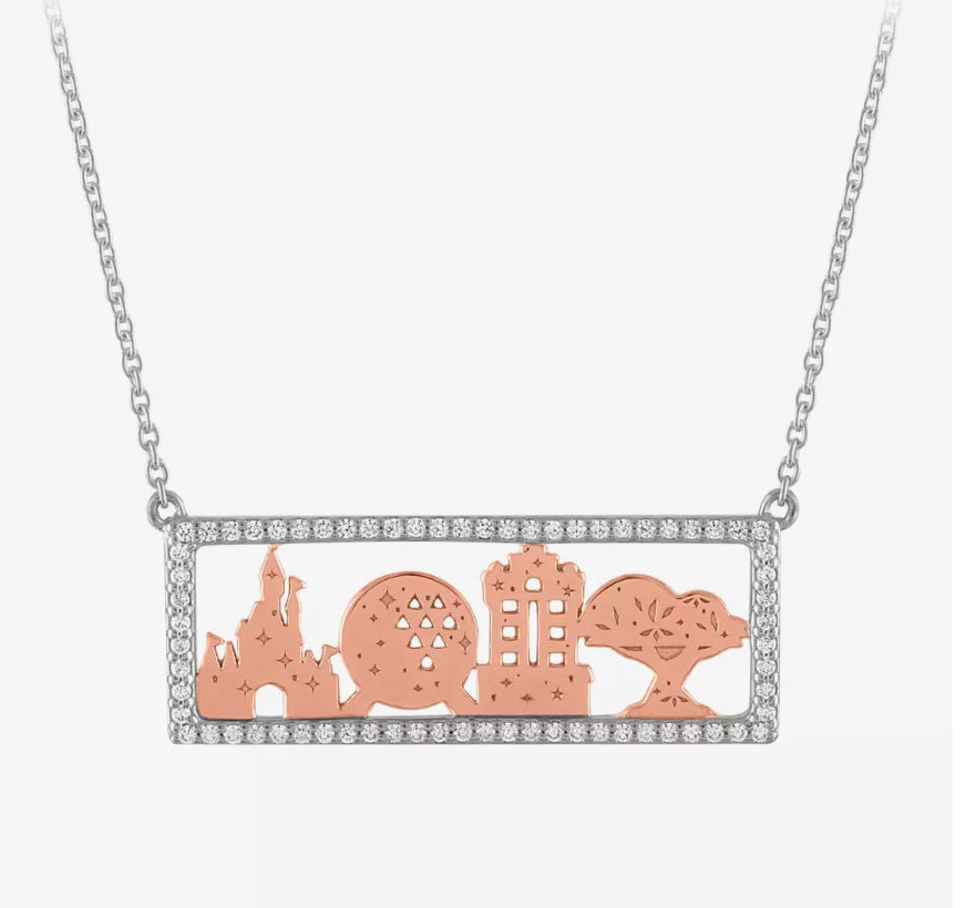 Walt Disney World Four 4 Parks Icon Necklace by Rebecca Hook