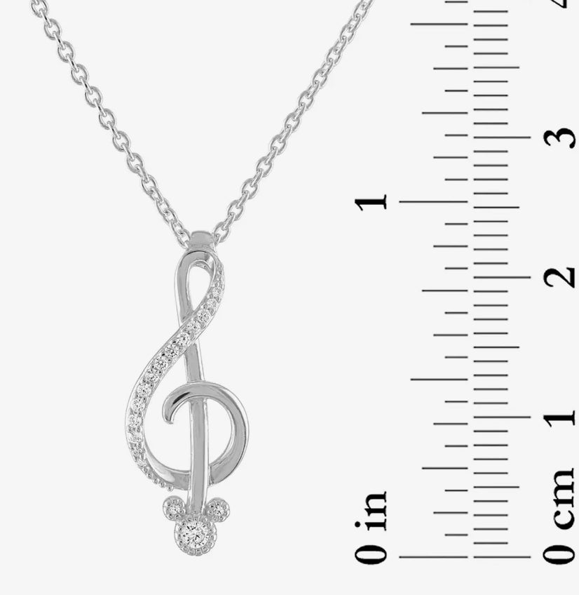Disney Mickey Music Treble Clef Rebecca Hook Necklace