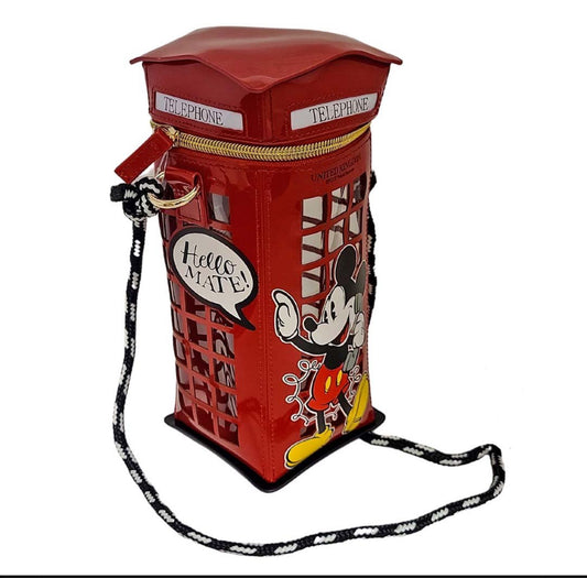 Disney Epcot UK World Showcase Mickey Hello Mate Phone Booth Crossbody Purse