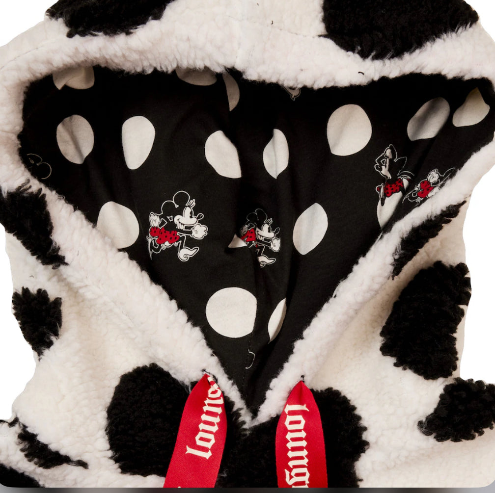 Disney Minnie Polka Dots Sherpa Pullover Hoodie - Black