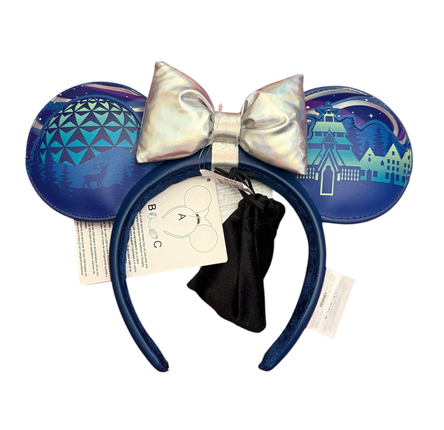 Disney Epcot Norway Minnie Ears Spaceship Earth Headband-Light Up