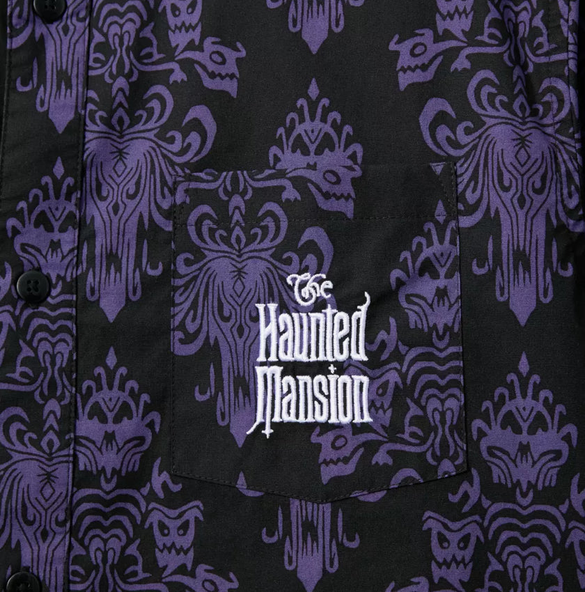 Disney Haunted Mansion Wallpaper Woven Shirt-Purple
