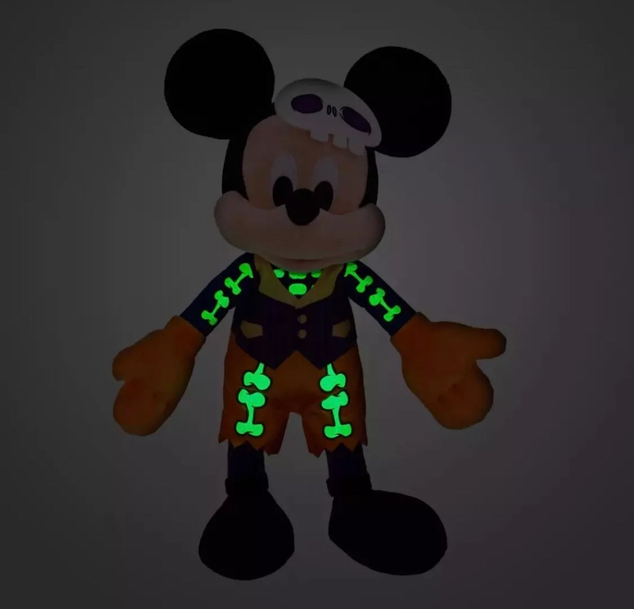 Disney Parks Mickey Mouse Glow-in-the-Dark Halloween 2023 Plush 15"
