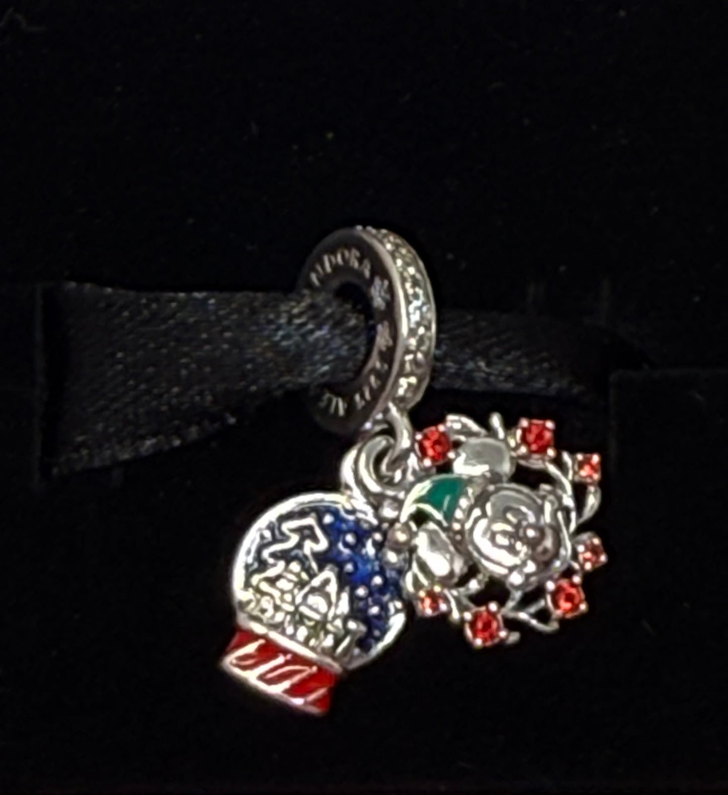 Disney Mickey Snow Globe Double Dangle Pandora Charm-Christmas