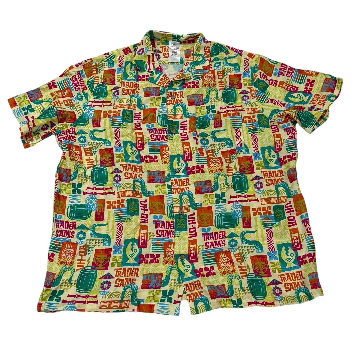 Disney Polynesian Resort Trader Sam’s Woven Shirt Button