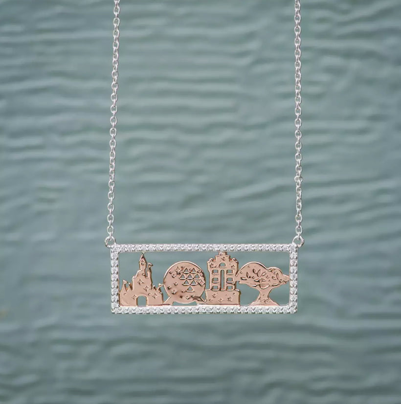 Walt Disney World Four 4 Parks Icon Necklace by Rebecca Hook