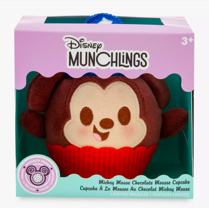 Disney Munchlings Plush Sorcerer Mickey Chocolate Mousse Cupcake-Limited Release