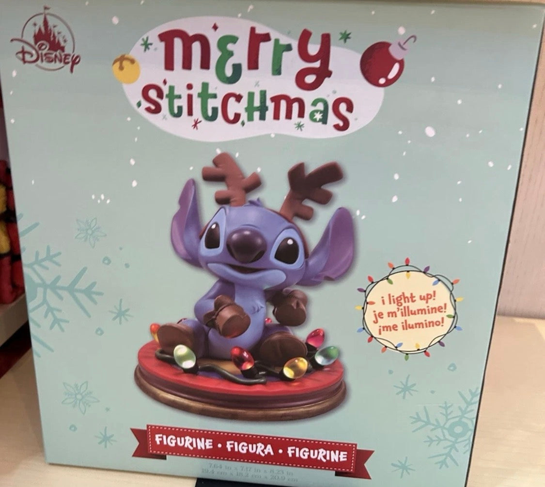 Disney Parks Reindeer Stitch Figurine-Merry Stitchmas Light Up