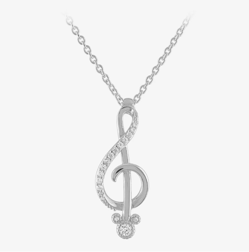Disney Mickey Music Treble Clef Rebecca Hook Necklace