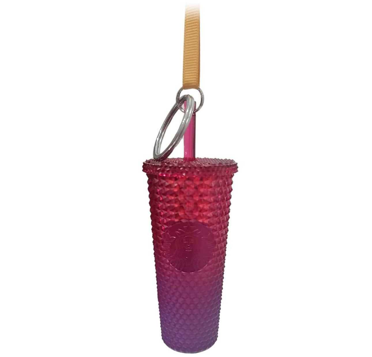 Walt Disney World Starbucks Keychain/Ornament-Studded Tumbler Red/Purple/Pink Ombre