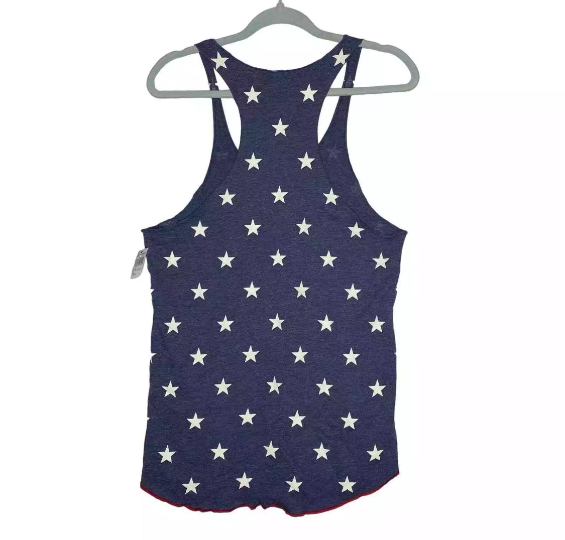 Universal Studios Marvel Captain America Tank Top Shirt Medium-Navy/White Stars
