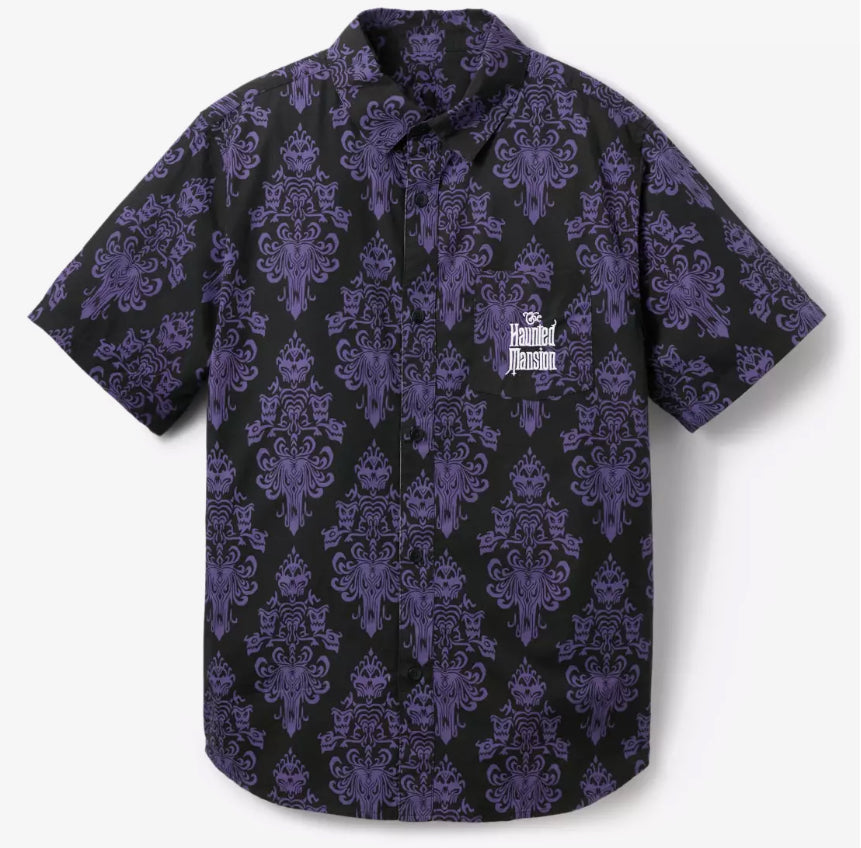 Disney Haunted Mansion Wallpaper Woven Shirt-Purple