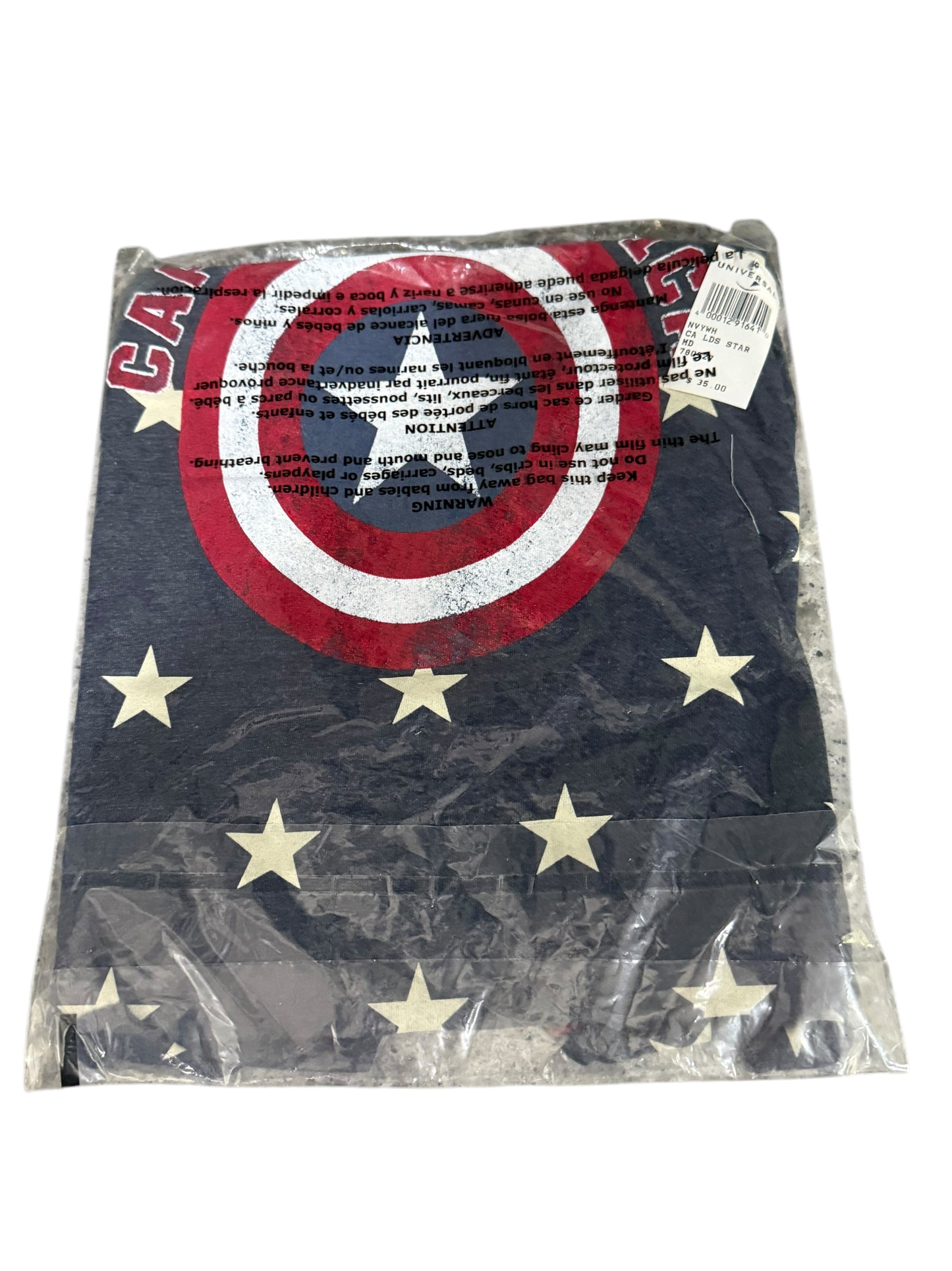 Universal Studios Marvel Captain America Tank Top Shirt Medium-Navy/White Stars