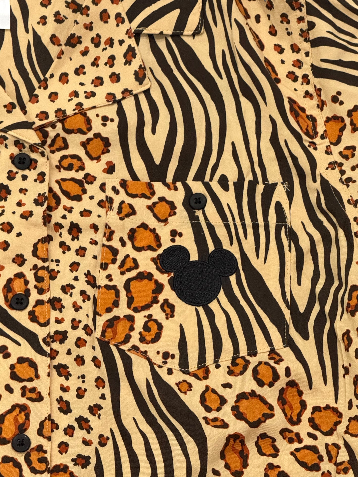 Disney Animal Kingdom Print Mickey Ladies Button Shirt