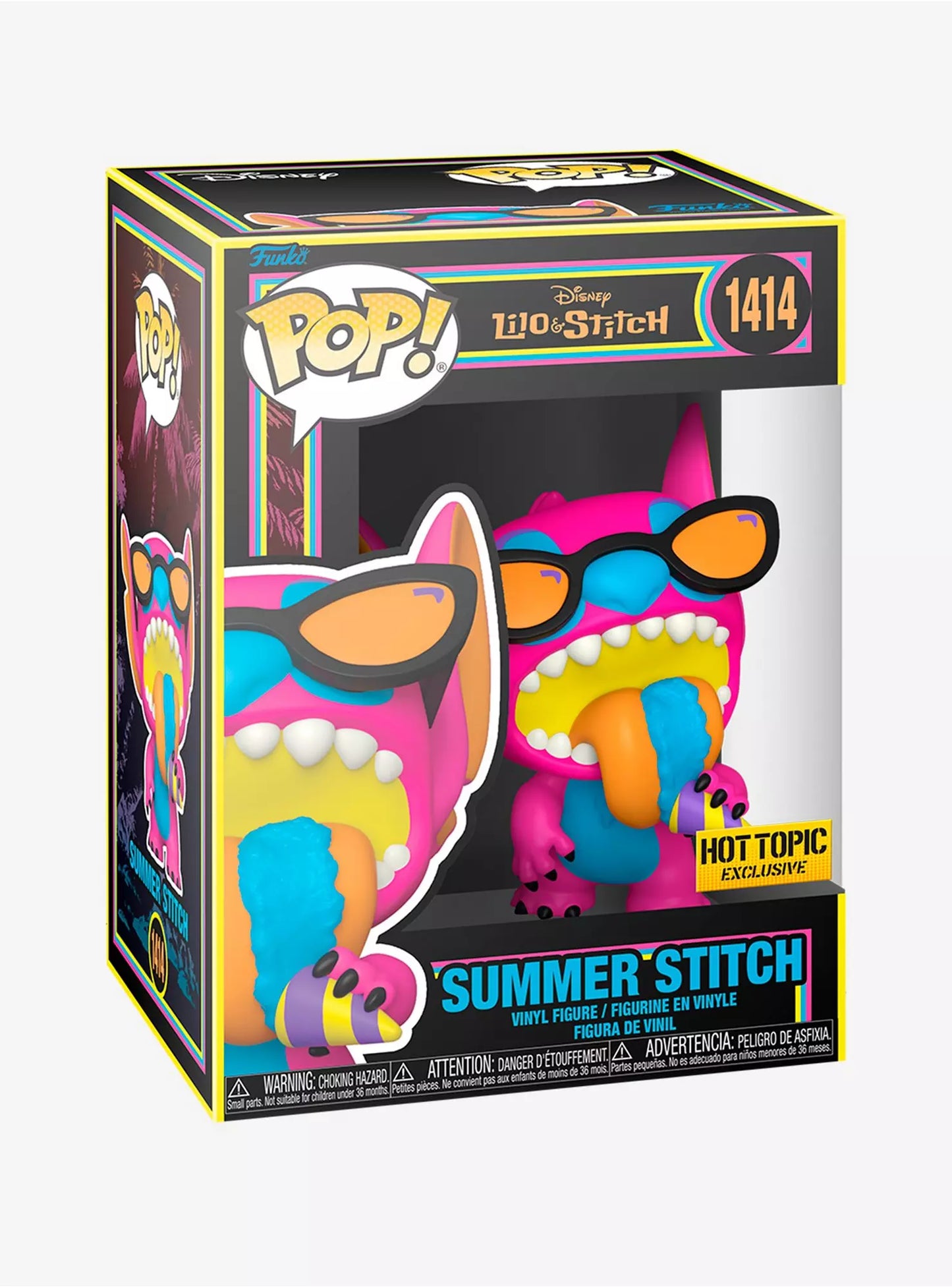 Disney Lilo & Stitch Funko Pop! Summer Stitch Blacklight Vinyl Figure Hot Topic Exclusive