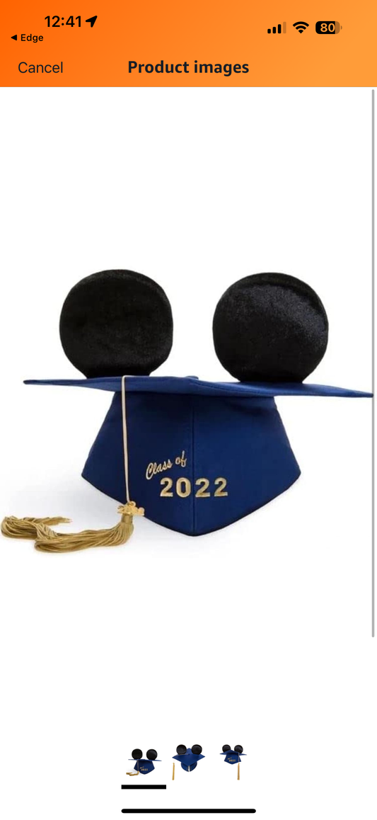 Disney Parks Class of 2022 Graduation Mickey Ears Mortarboard Hat Blu