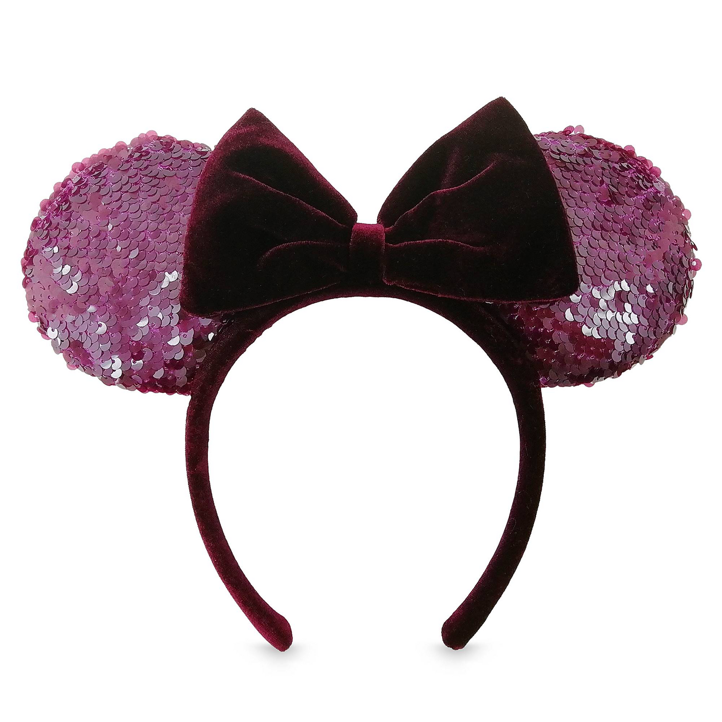 Disney Minnie Sequined Ear Headband with Velvet Bow – Bordeaux Wine