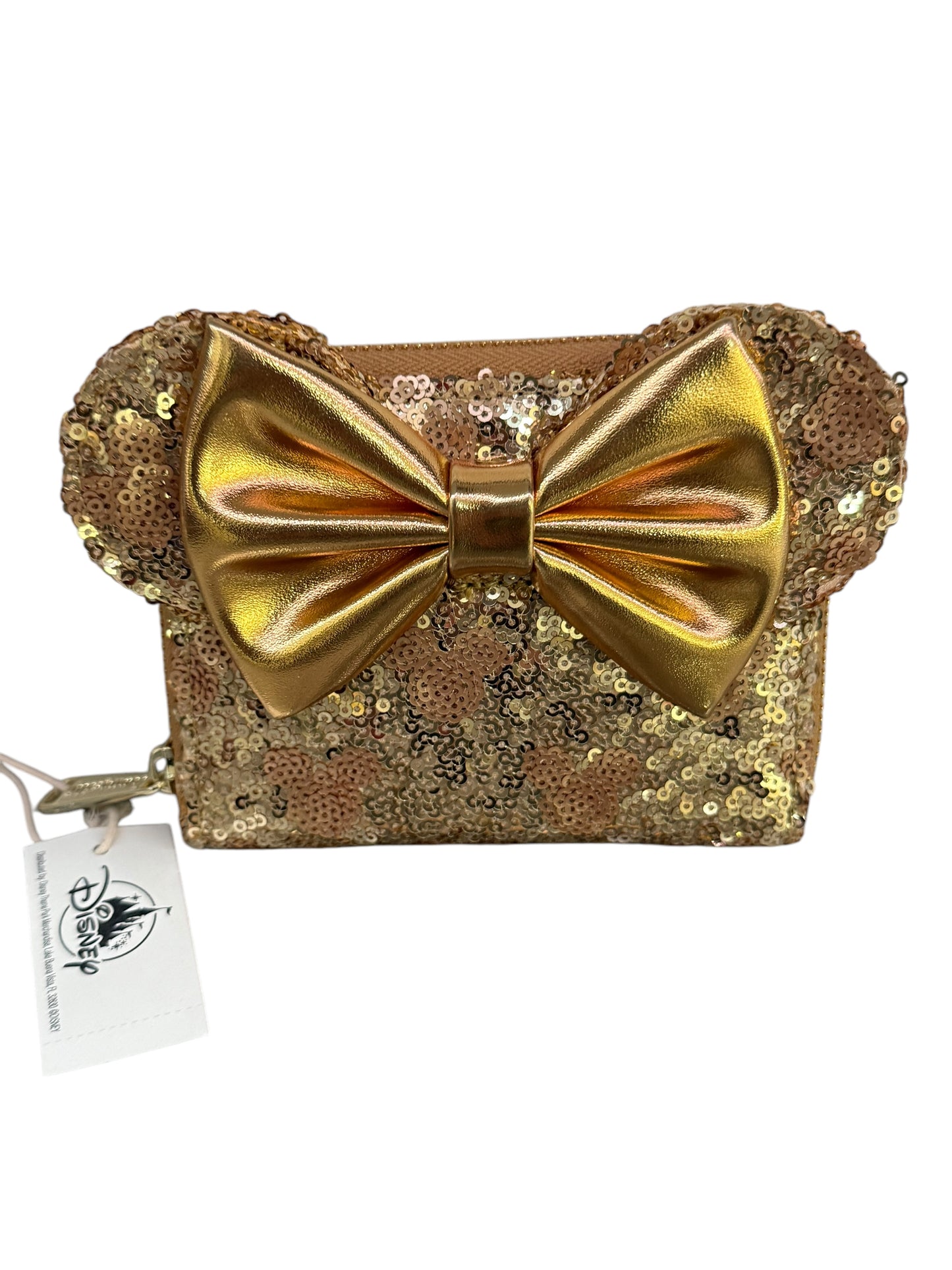 Disney Parks Minnie Mickey Gold Sequin Loungefly Wallet