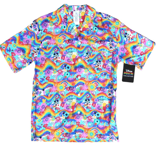 Disney Pride Rainbow Mickey Woven Camp Shirt