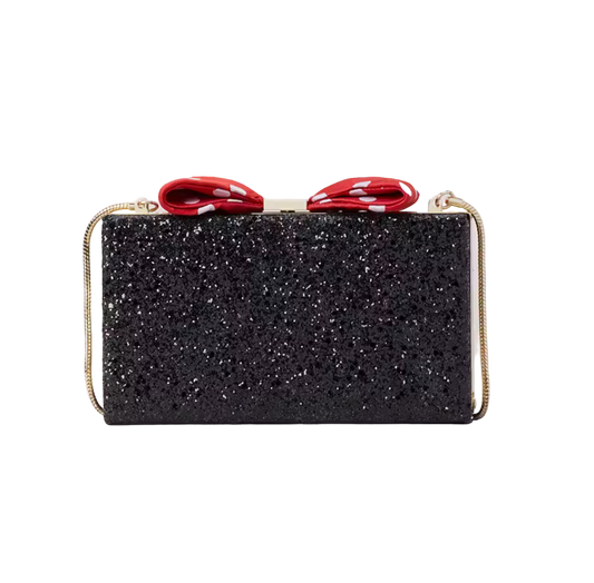 Disney Kate Spade Minnie Mouse Minnie Bow Clasp Glitter Purse