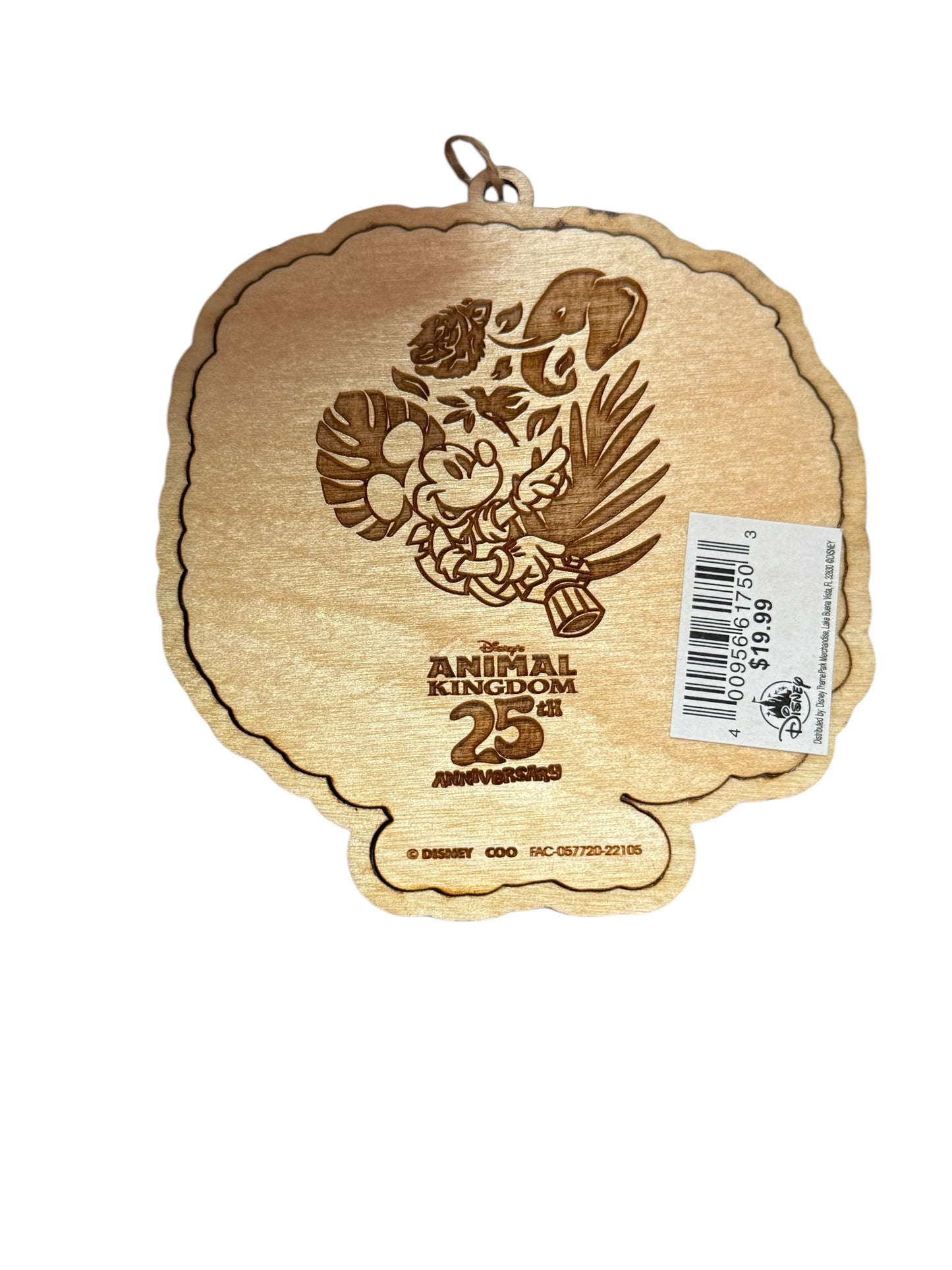 Disney Animal Kingdom 25th Anniversary Wood Carved Ornament