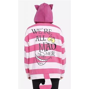 Disney Cheshire Cat Alice In Wonderland Hoodie Jacket With Ears And Tail