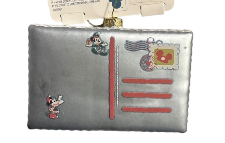 Disney Chip & Dale Postcard Glass Ornament- Jingle Bell Fun