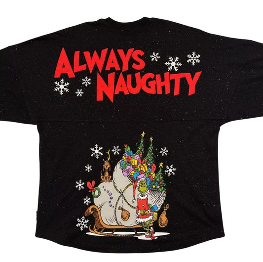 Universal Studios Grinch Glitter Spirit Jersey-“Always Naughty” Black