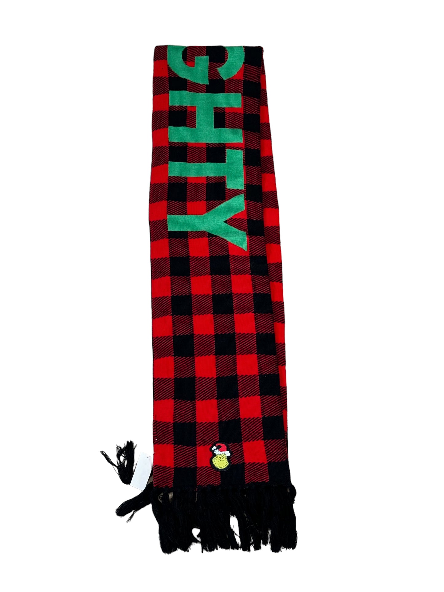 Universal Studios Grinch Buffalo Plaid “Naughty” Scarf