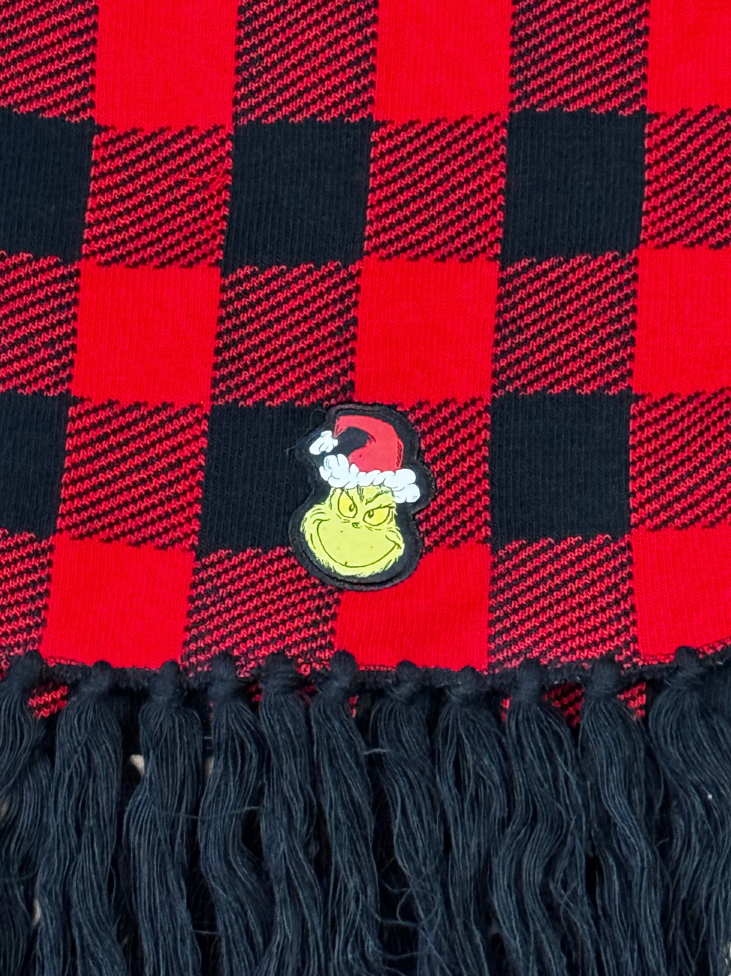 Universal Studios Grinch Buffalo Plaid “Naughty” Scarf