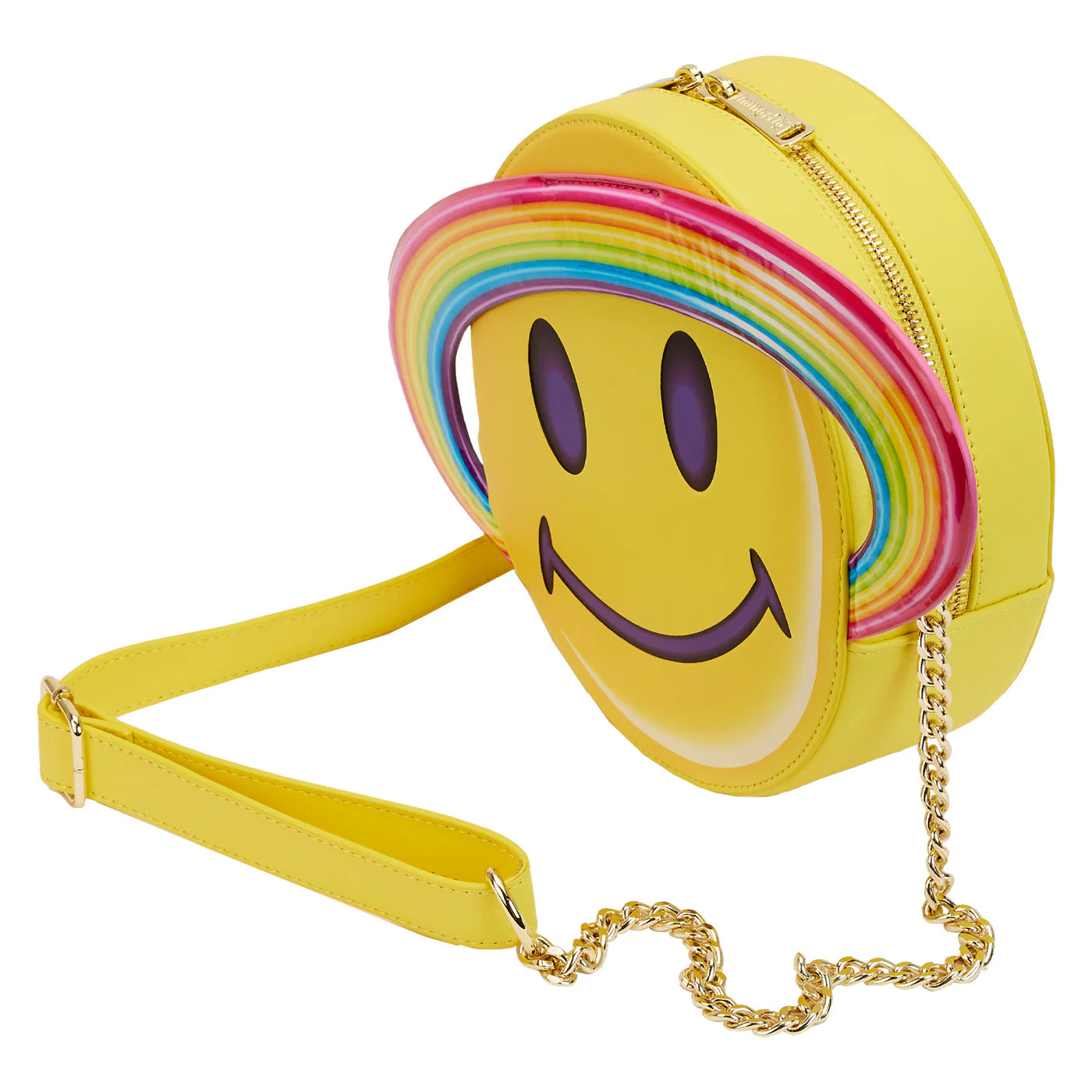 Lisa Frank Yellow Saturn Smiley Loungefly Crossbody Bag