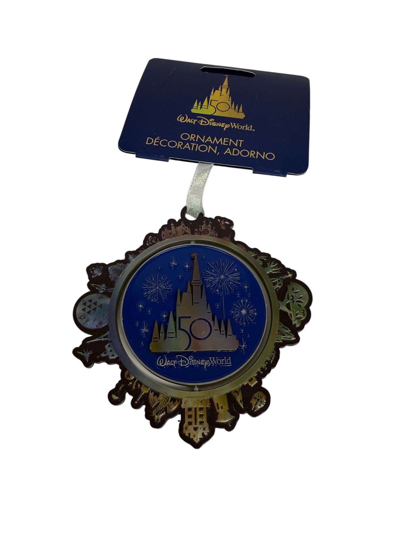 Disney World 50th Anniversary Mickey & Minnie/Castle Spinning Ornament