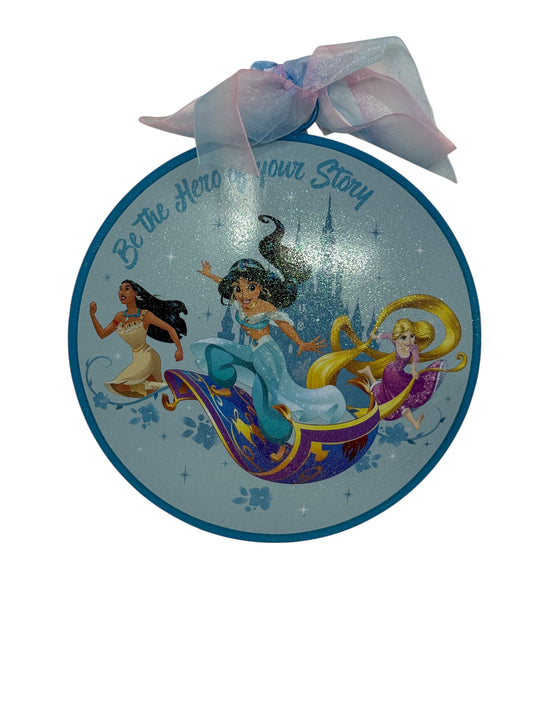 Disney Princess Glitter Disc Ornament Blue-6”