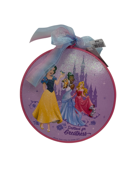 Disney Princess Glitter Disc Ornament Purple Pink-Destined for Greatness-6”
