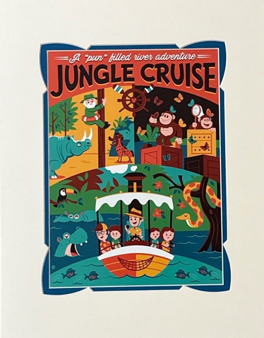 Disney Matted 14x18 Print Jungle Cruise Dave Perillo-A Pun-filled River Adventure