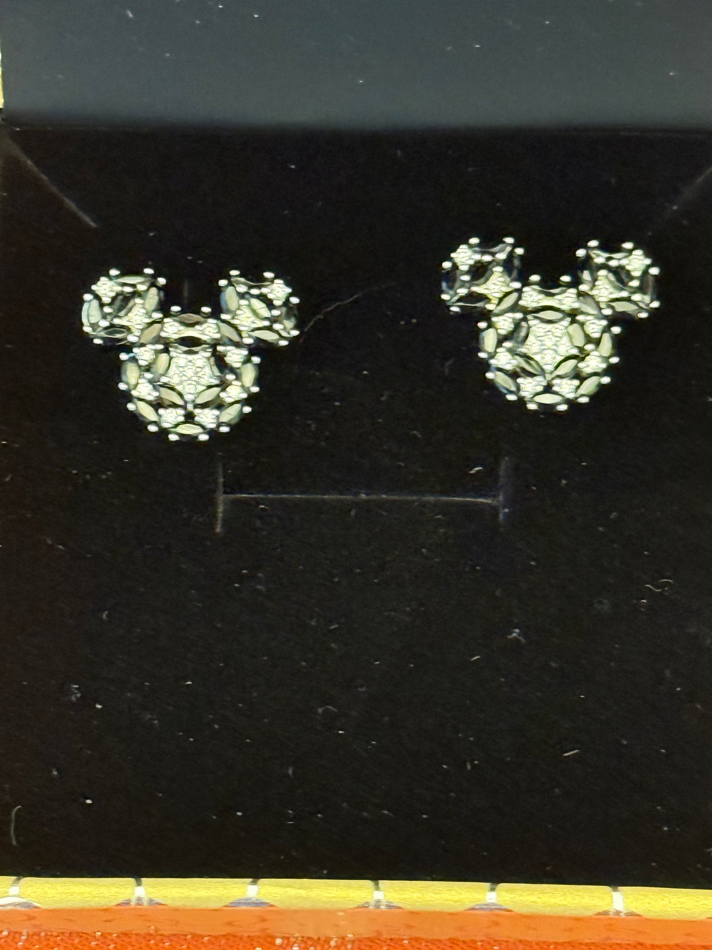 Disney Mickey Rebecca Hook Earring Studs-Black/White