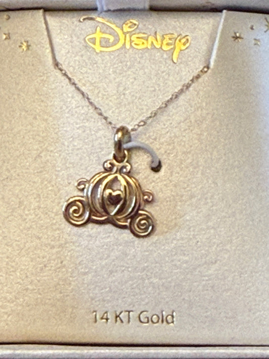 Disney Cinderella Carriage 15” Pendant Necklace in 14k Gold