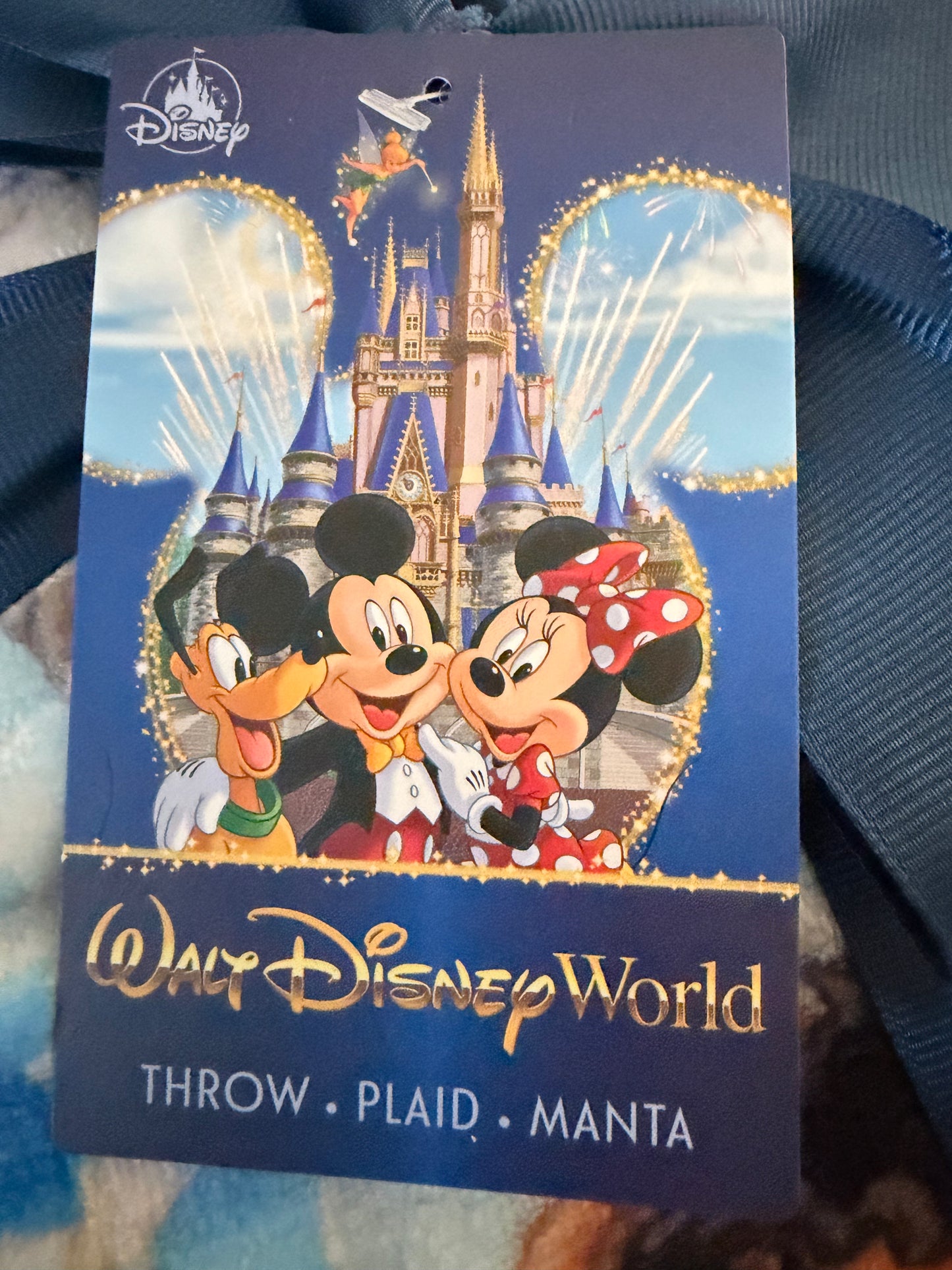 Walt Disney World Mickey & Friends Castle Reversible Throw Blanket Navy