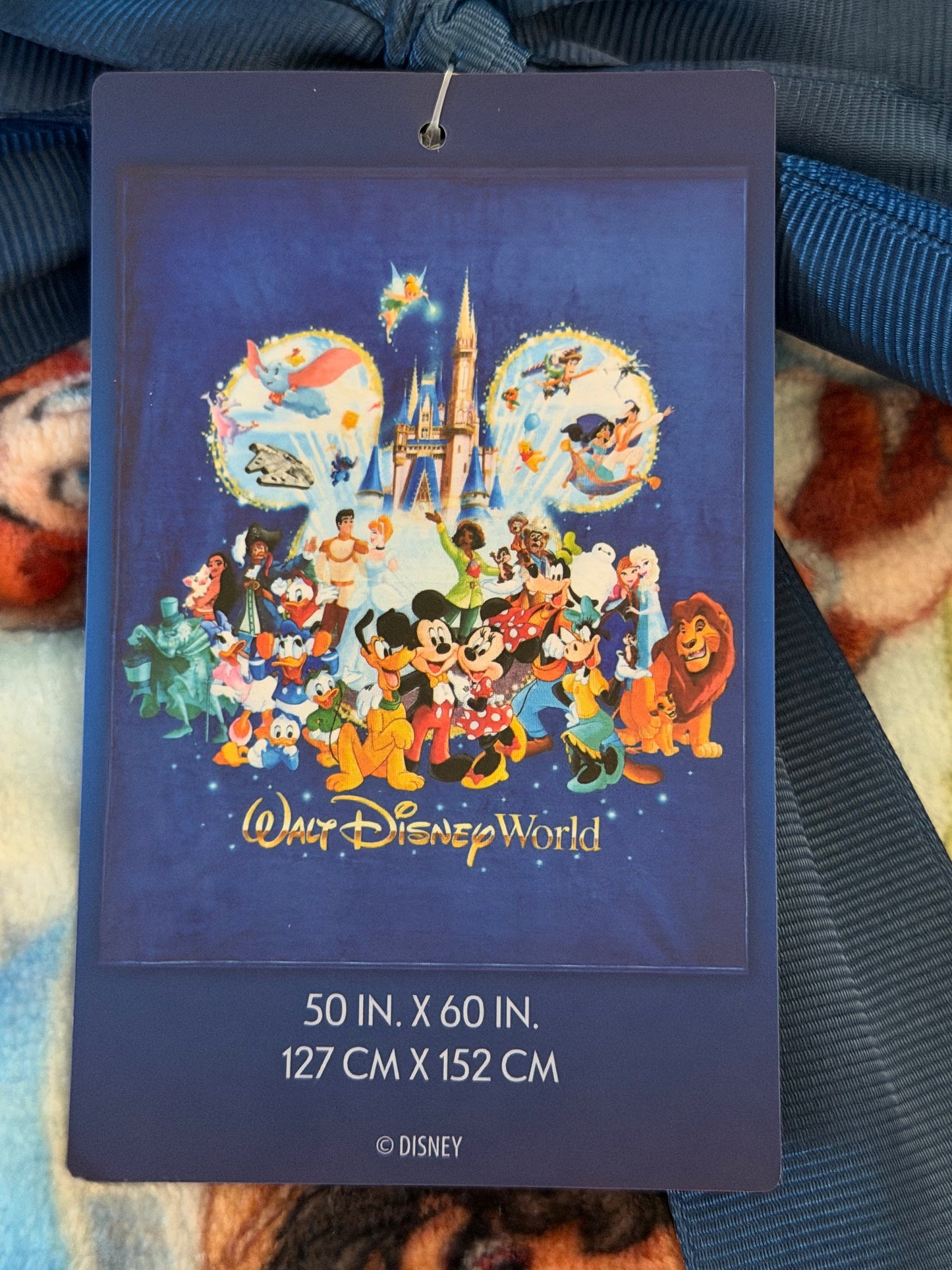 Walt Disney World Mickey & Friends Castle Reversible Throw Blanket Navy
