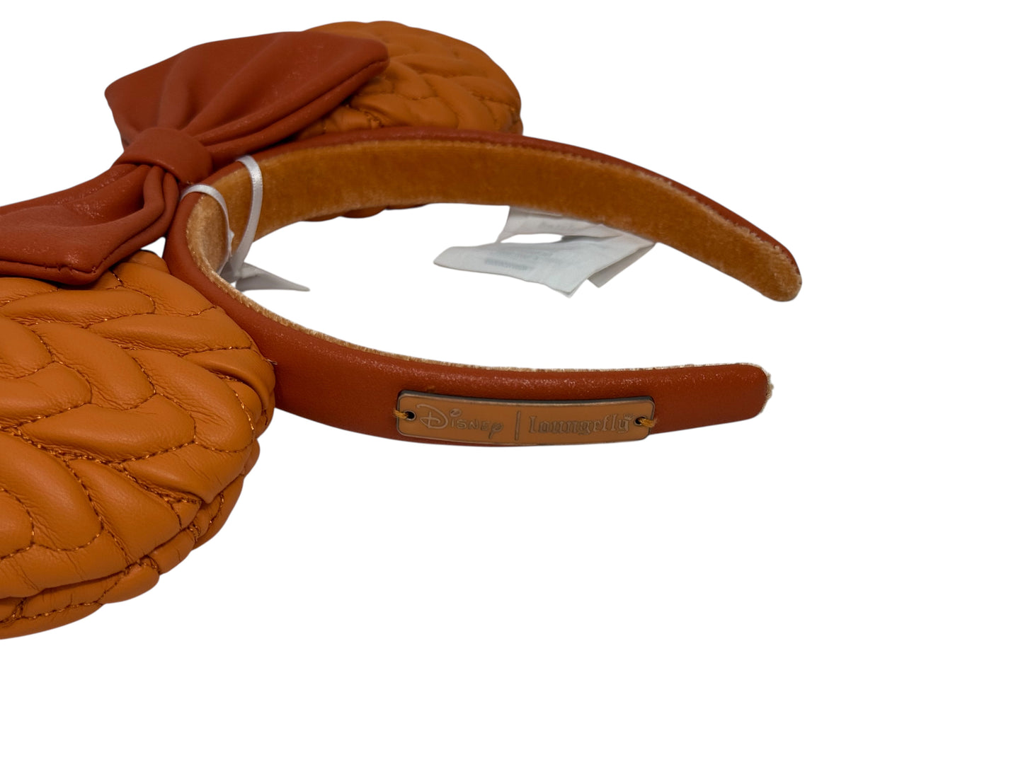 Disney Minnie Ears Loungefly Headband Pumpkin Spice Orange Puffy Quilted